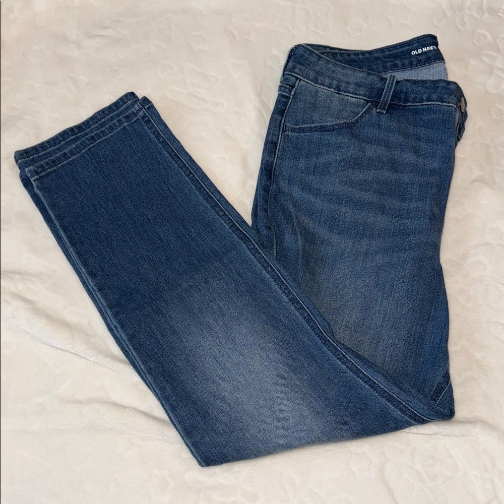 Old Navy Women's High Rise Straight Leg Jeans - Dark Blue